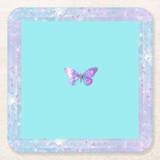  Holografisch Vlinderpapier Onderzetter Aqua (Voorkant)
