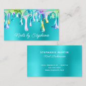 Holografisch vloeibaar derip Turquoise Blue Visitekaartje (Voorkant / Achterkant)