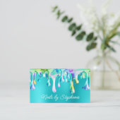 Holografisch vloeibaar derip Turquoise Blue Visitekaartje (Staand voorkant)