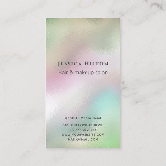 Holografisch vloeibaar glitter goudhaar abstract visitekaartje (Achterkant)