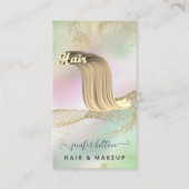 Holografisch vloeibaar glitter goudhaar abstract visitekaartje (Voorkant)