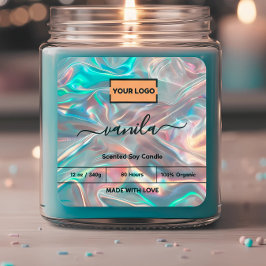 Holografisch Voeg Uw Logo Kaarslabel Toe Vierkante Sticker