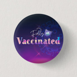 Holografisch volledig gevaccineerd schild ronde button 3,2 cm