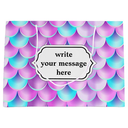 Holografisch vormig patroon blauw paars groot cadeauzakje (Voorkant)