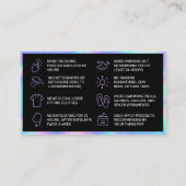 Holografisch wasnazorgkaart visitekaartje (Achterkant)