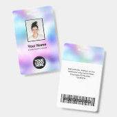 Holografisch werknemer Foto, streepjescode, Logo,  Badge (Voor- en achterkant)