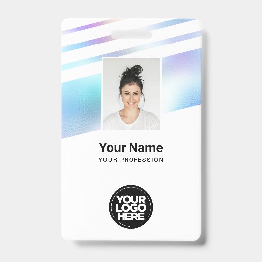 Holografisch werknemer Foto, streepjescode, Logo,  Badge (Voorzijde)