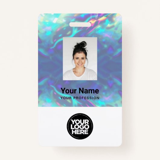 Holografisch werknemer Foto, streepjescode, Logo,  Badge (Voorkant)