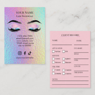 Holografisch wimperclientenregistratieformulier visitekaartje
