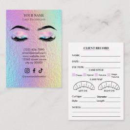 Holografisch wimperclientenregistratieformulier visitekaartje