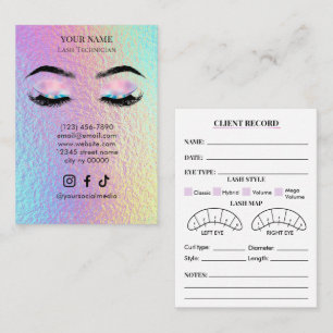 Holografisch wimperclientenregistratieformulier visitekaartje