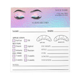 Holografisch wimperclientregistratieformulier notitieblok