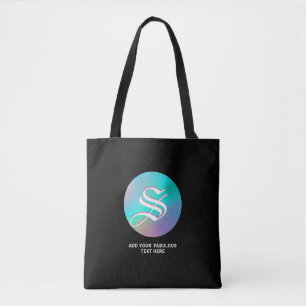 Holografisch Wonderland   Monogram en naam Zwart Tote Bag