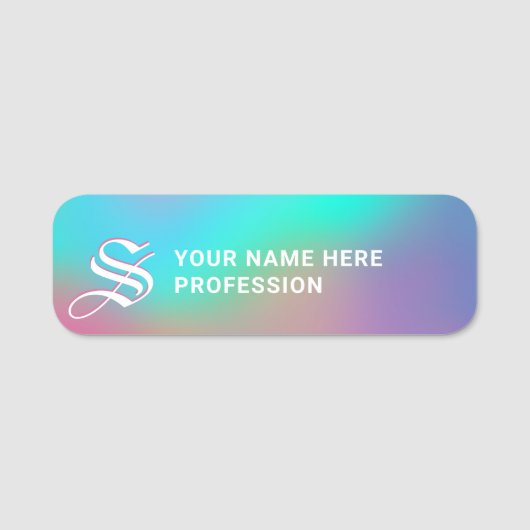 holografisch wonderland | Monogram Naamplaatje (Voorkant)