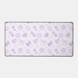 Holografisch Y2K Cute Pastel Paarse Smiley Patroon Bureaumat