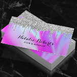 Holografisch zilver druppelt op Schoonheid Zout Ro Visitekaartje<br><div class="desc">Makeup Artist Hair Stylist Holographic Unicorn drijft de Visitekaartjes van de schoonheidssalon.</div>