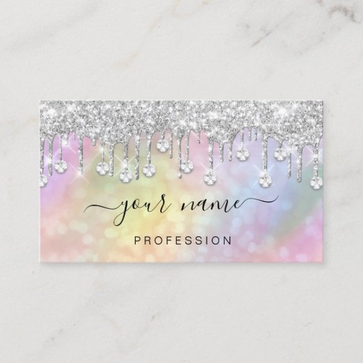 Holografisch zilver Glitter maakt artiest Visitekaartje (Voorkant)