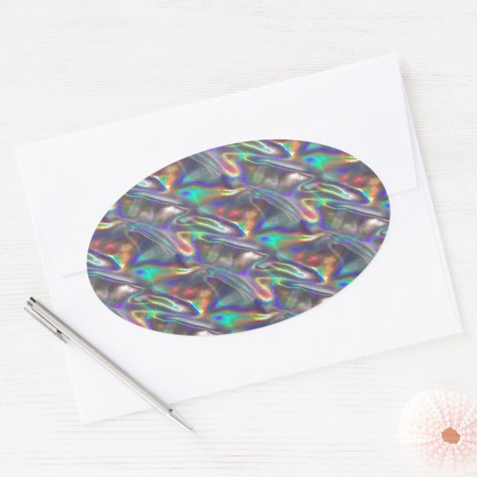 holografisch zilver ovale sticker (Envelop)