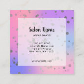 Holografisch zilverconfetti stippen nageltechnicus vierkante visitekaartje (Achterkant)