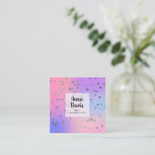 Holografisch zilverconfetti stippen nageltechnicus vierkante visitekaartje (Staand voorkant)