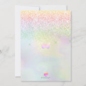 Holografisch zoet 15 roze diamanten glitters kaart (Achterkant)