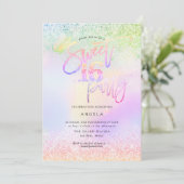 Holografisch zoet 16 Roze diamantglitters Kaart (Staand voorkant)