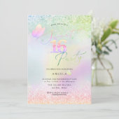 Holografisch zoet 16 Roze diamantglitters Kaart (Staand voorkant)