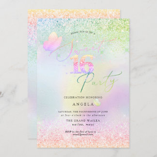 Holografisch zoet 16 Roze diamantglitters Kaart