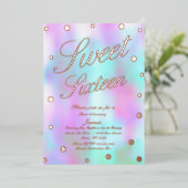 Holografisch zoete zestien Stippen Gold geperst Folie Uitnodiging (Staand Voorkant)