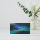 Holografisch Zwart Blauw Elegant Visitekaartje (Staand voorkant)