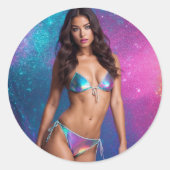 Holografisch zwempakmodel ronde sticker (Voorkant)