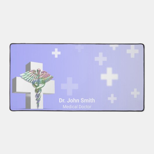 Holografische 3D Caduceus Witte Kruis Medisch Bureaumat (Voorkant)