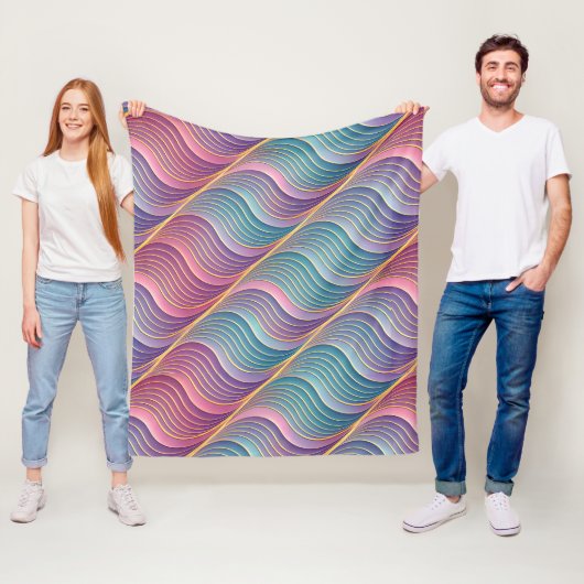 Holografische 3D-golven Illusie | Naadloos Fleece Deken (In situ)