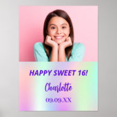 Holografische aangepaste foto Lief 16 feest welkom Poster (Voorkant)