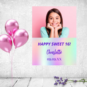 Holografische aangepaste foto Lief 16 feest welkom Poster
