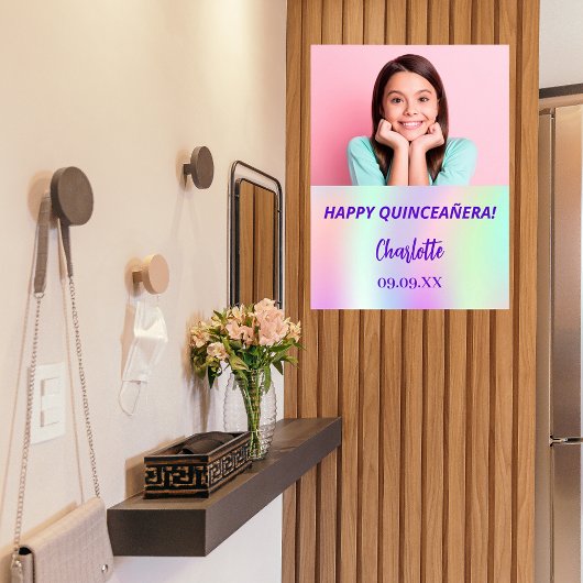 Holografische aangepaste foto Quinceanera feest we Poster
