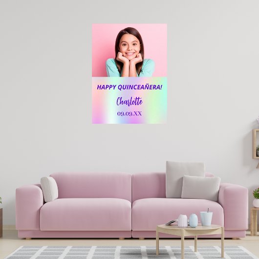Holografische aangepaste foto Quinceanera feest we Poster