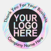 Holografische Abstracte aangepaste Logo met tekst Ronde Sticker (Voorkant)