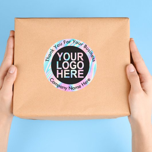 Holografische Abstracte aangepaste Logo met tekst Ronde Sticker