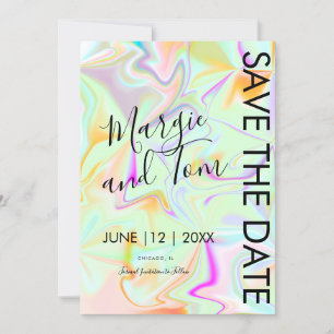 Holografische Abstracte Typografie Save the Date Kaart