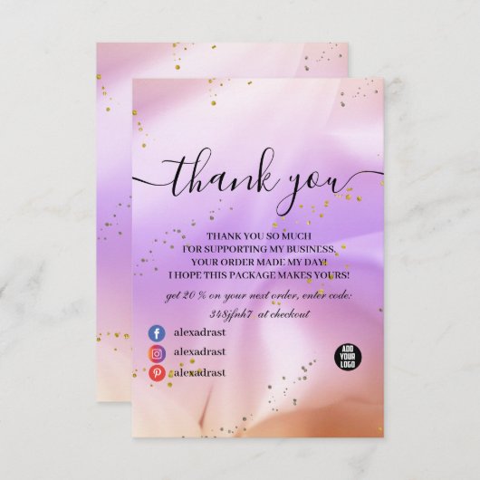 Holografische achtergrond Hologram Neon Overlay -  Bedankkaart (Voorkant / Achterkant)