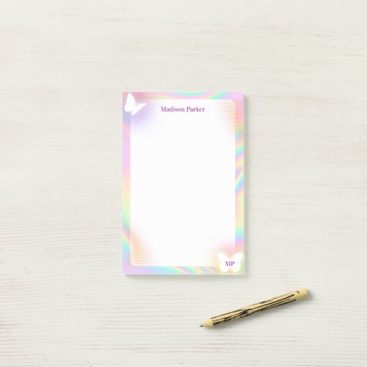 Holografische achtergrond post-it® notes (Op bureau)