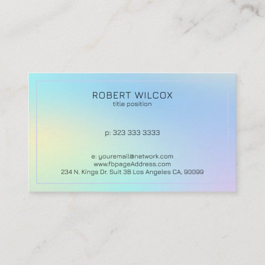 Holografische achtergrond zachte kleuren visitekaartje (Achterkant)