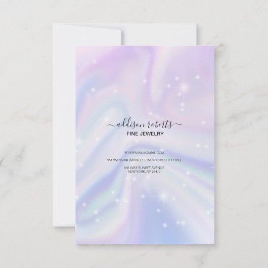 Holografische achtergrondhologram Neon Candle Care Bedankkaart (Achterkant)