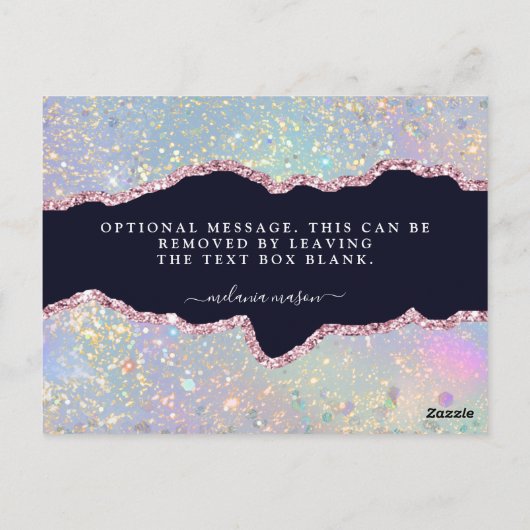 Holografische Agaat Glitter Elegant Dank u Briefkaart (Achterkant)