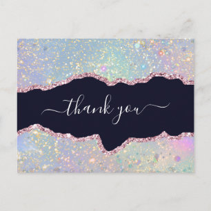 Holografische Agaat Glitter Elegant Dank u Briefkaart