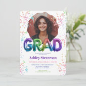 Holografische ballonbelettering Afstuderen 2 foto' Kaart (Staand voorkant)