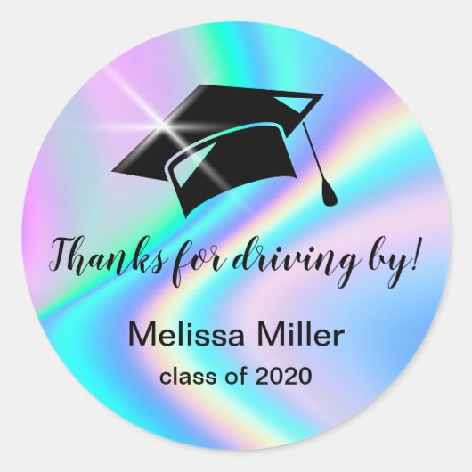 Holografische bedankt voor het rijden per afstuder ronde sticker (Voorkant)