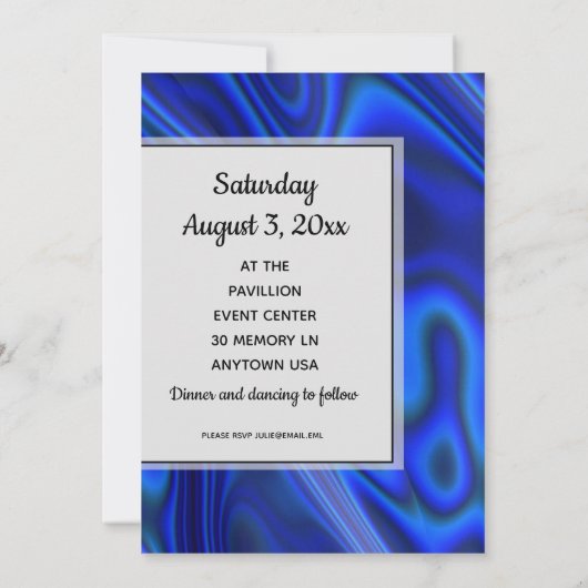 Holografische Blauwe Abalone-Schaal Fractale Gelof Kaart (Achterkant)