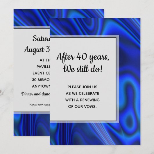 Holografische Blauwe Abalone-Schaal Fractale Huwel Kaart (Voorkant / Achterkant)